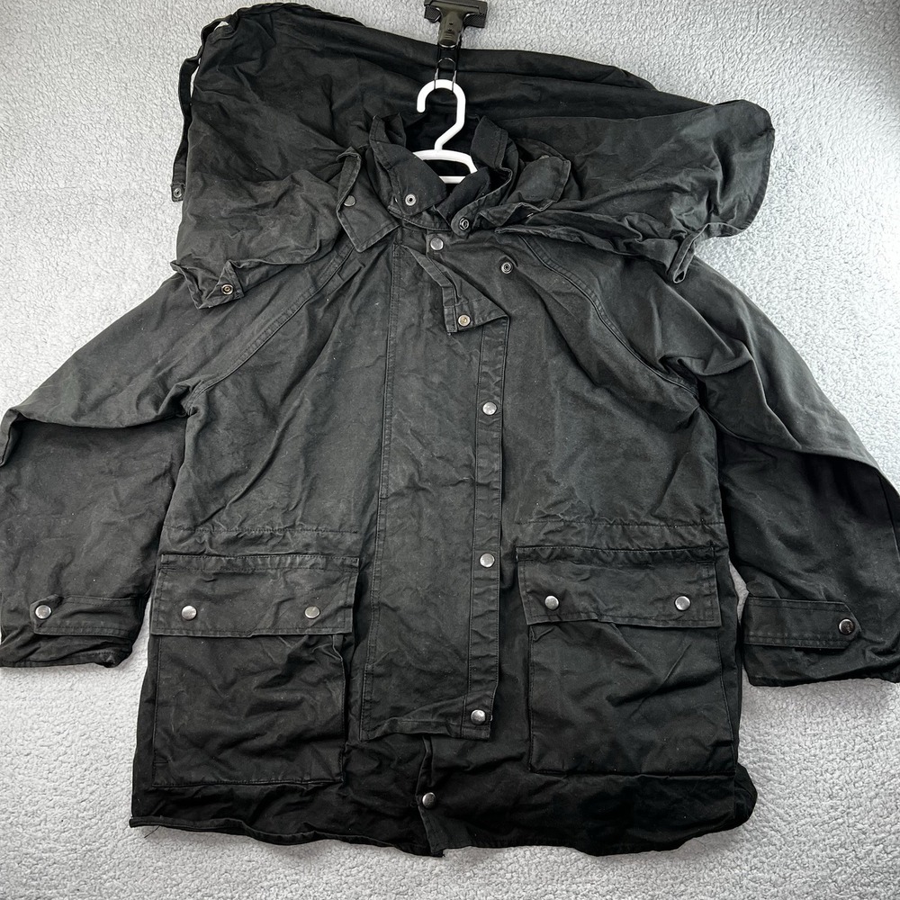 Outback Trail By Foxfire Mens Jacket‎ Coat Black Snap Flap Pockets Mock Neck L